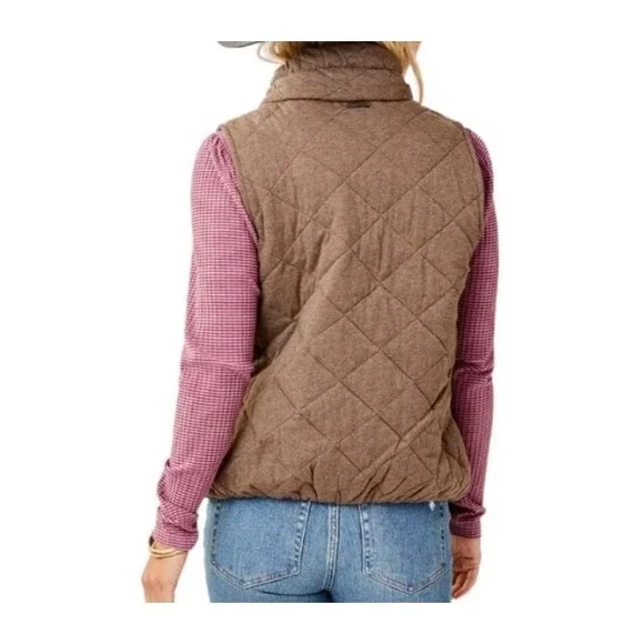 Carve Designs Women's Vest‎ Brown 100% Organic Cotton Quilted Pockets Size XL